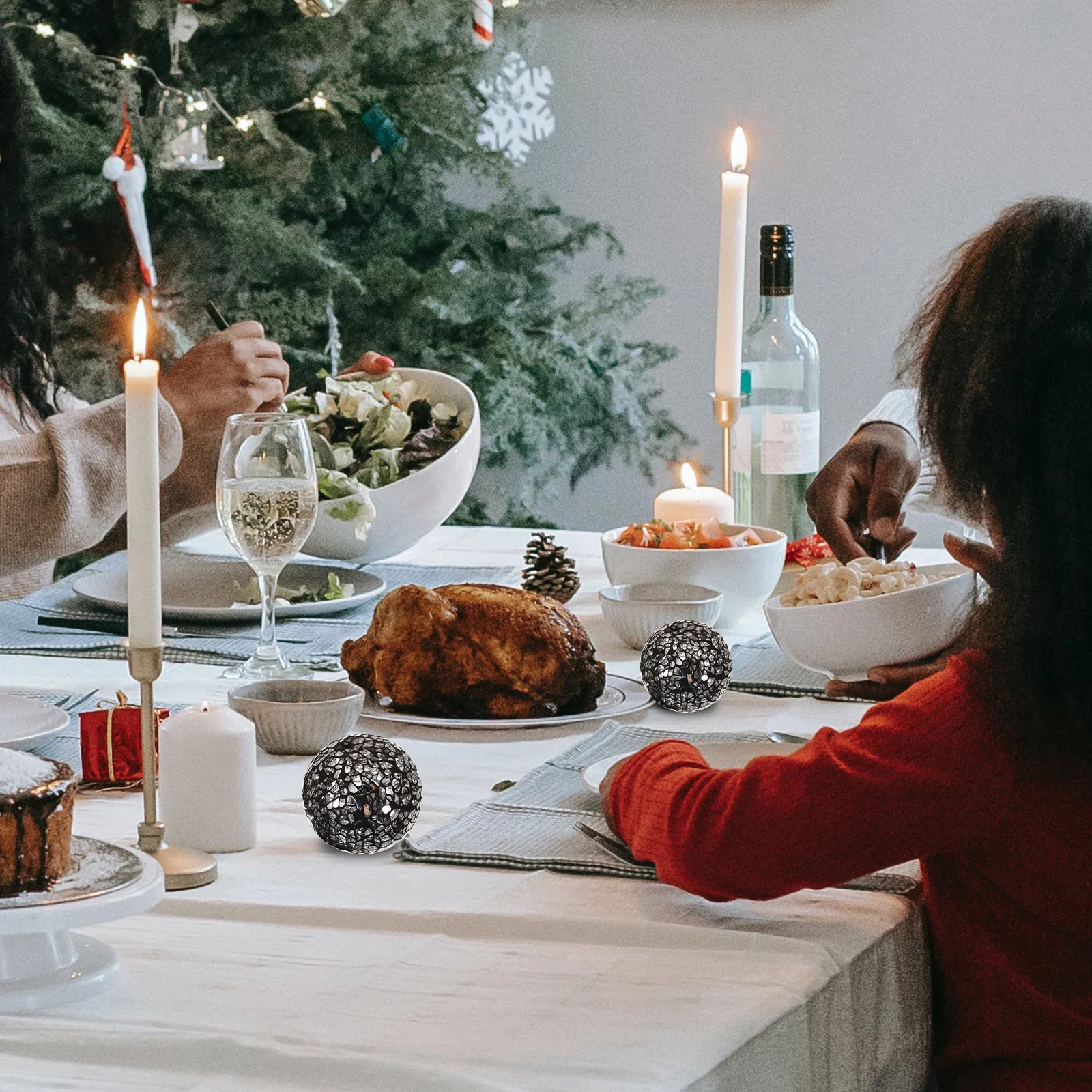 

3Pcs Mosaic Sphere Balls Glass Decorative Orbs Home Tabletop Decor Centerpiece for Parties Weddings Festivals Ball