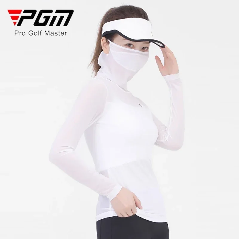 

PGM Women Long Sleeve Golf Shirt Ladies Sunscreen Ice Silk Bottoming Shirts Women Anti-UV Quick Dry Golf Tops with Mask