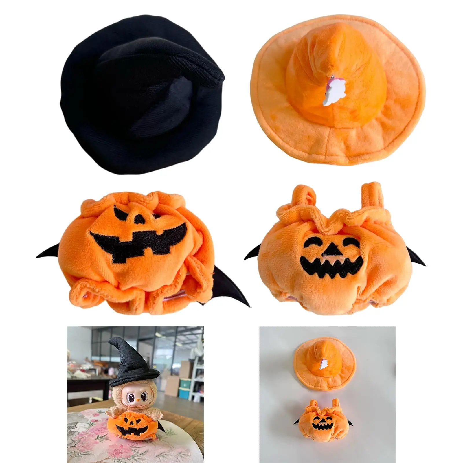 Plush Figure Pumpkin Outfit Cosplay for Little Girls Fashion Educational Make Your Own Dolls Halloween Costume for 6.69'' 5.91''