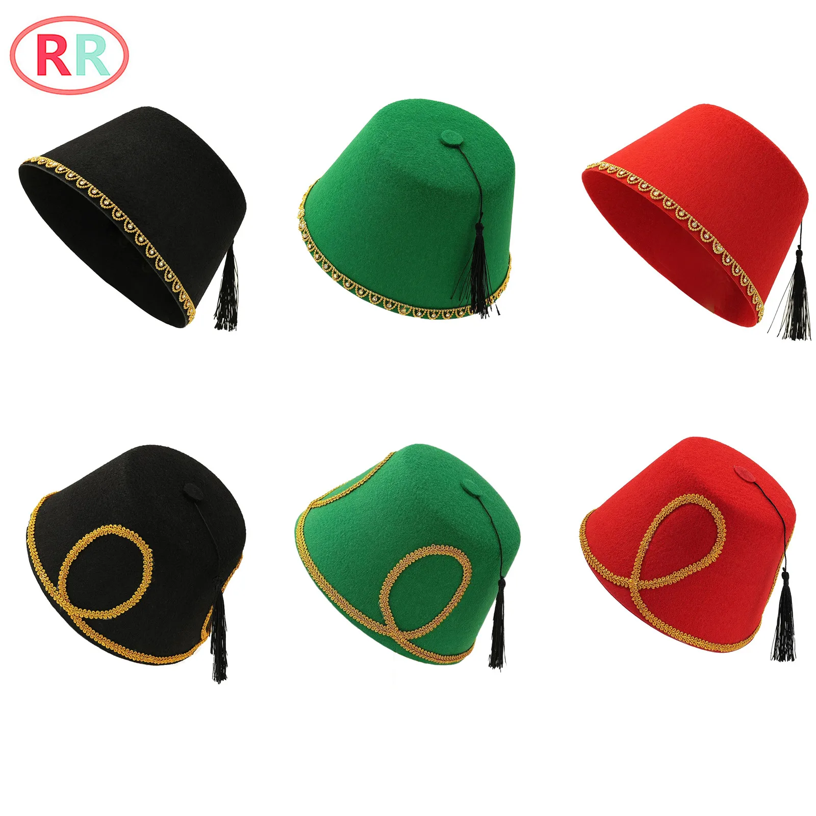 

Mens Fringe Jazz Hat Cap Stylish Tassel All-matched Flat Top Dress Up Costume Accessory for Party Balls Banquet Photography