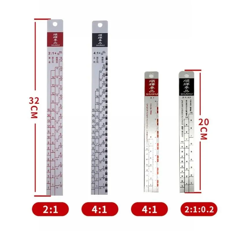 Standard Steel Paint Mixing Ruler, Escala Ratio, Pintura Ferramenta de Mistura para SUVs, RVs, Sedans e Mini Carros