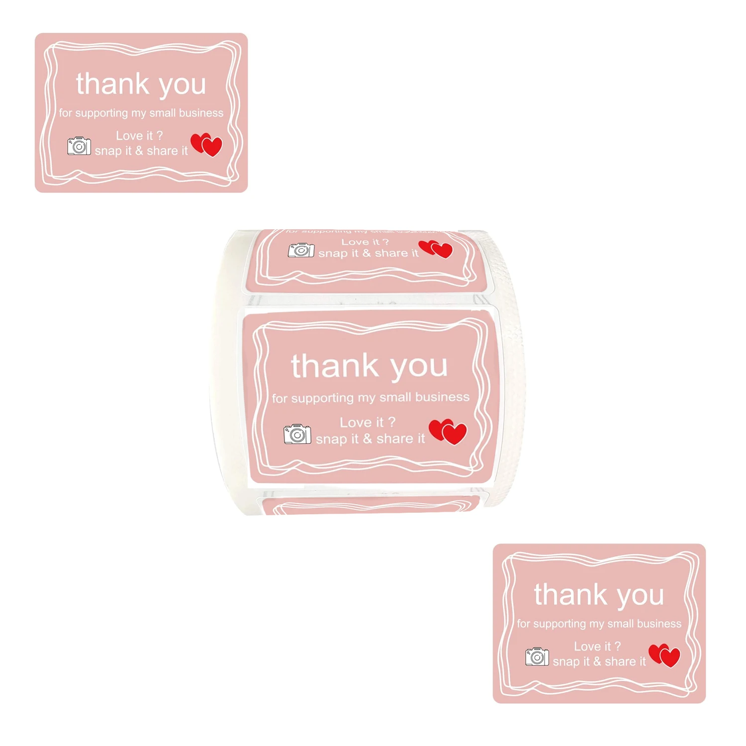 

1.5*2inch Classic Retro Camera Snap Stickers Valentine's Day Christmas Pink Thank You Labels for Small Business Gift Bags 500pcs