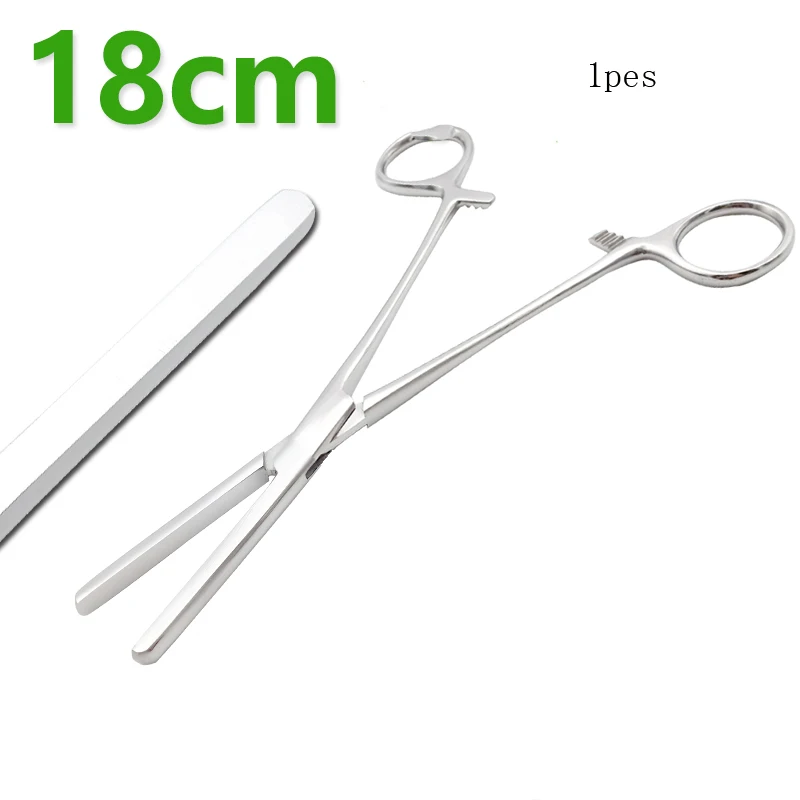 Pinzas de tubo médico para infusión, abrazadera para vasos sanguíneos, hemostáticos fórceps, malla de dientes planos, 18cm, fino