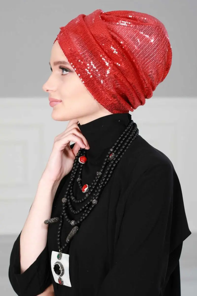 osso hijab sequined vermelho
