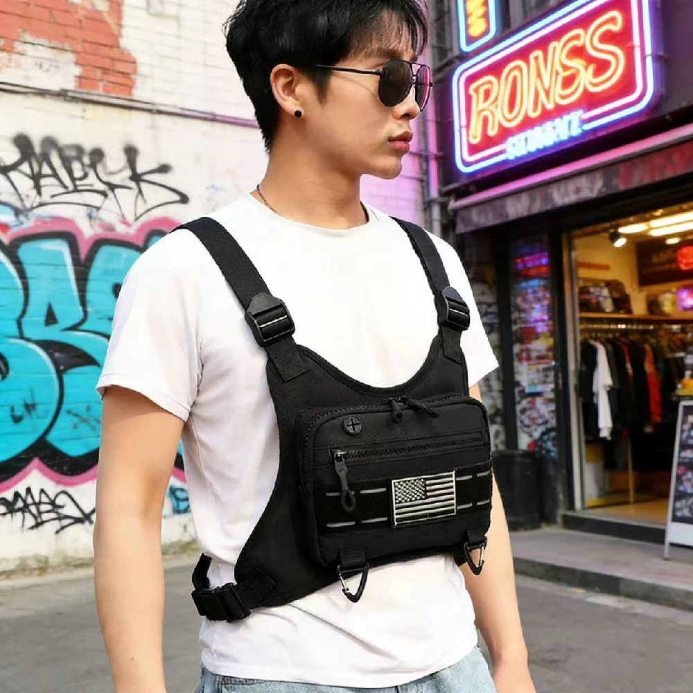 Leichte, wasserabweisende Sport-Brusttasche mit integriertem Handyfach zum Laufen, Radfahren und für den täglichen Gebrauch, für Damen und Herren. – Detail 11