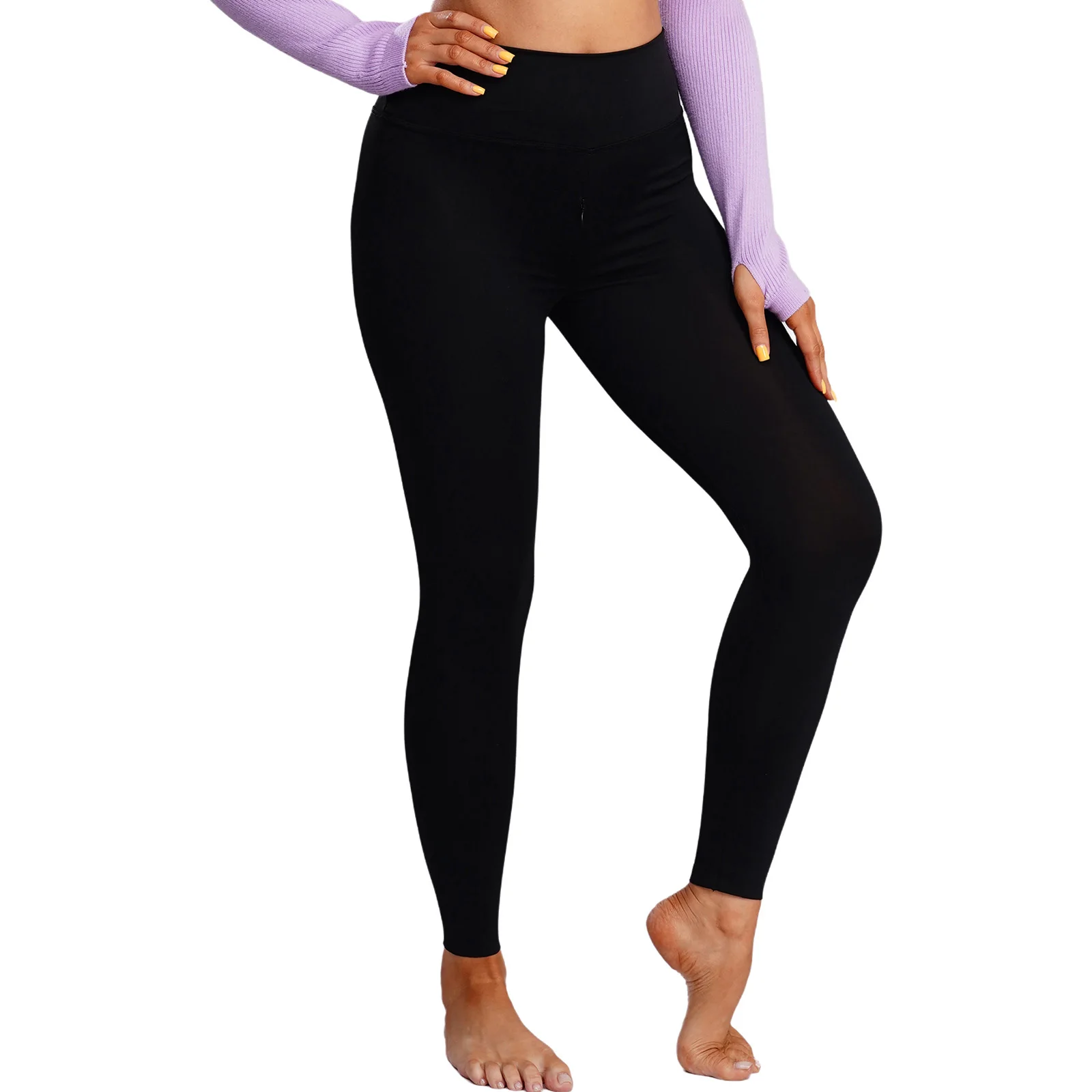 Women's Pants Sports Invisible Zipper Crotch Leggings High Waist Stretchy Workout Pants for Yoga Running Gymnastics Ballet Dance