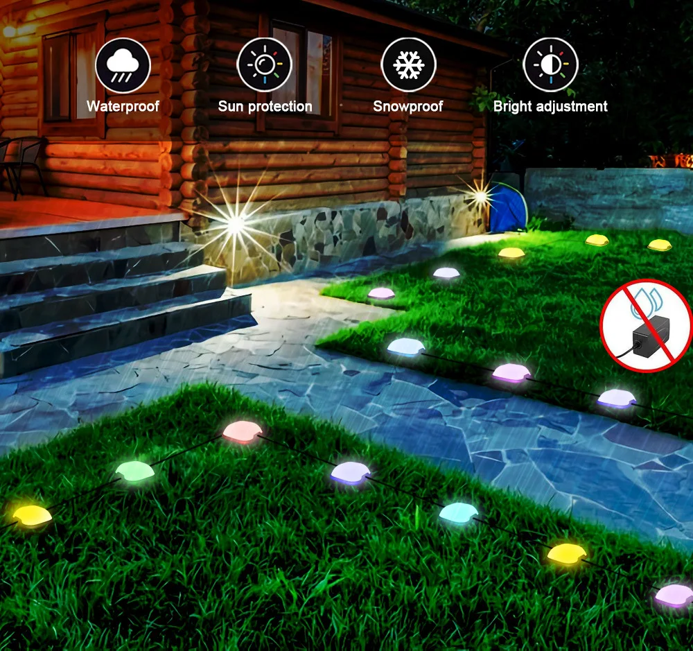 LED Smart Lawn Lamps 12W IP67 Waterproof Outdoor Garden Yard Ground Lamp 15Pack RGB LED Tuya APP Voice Control Alexa Google