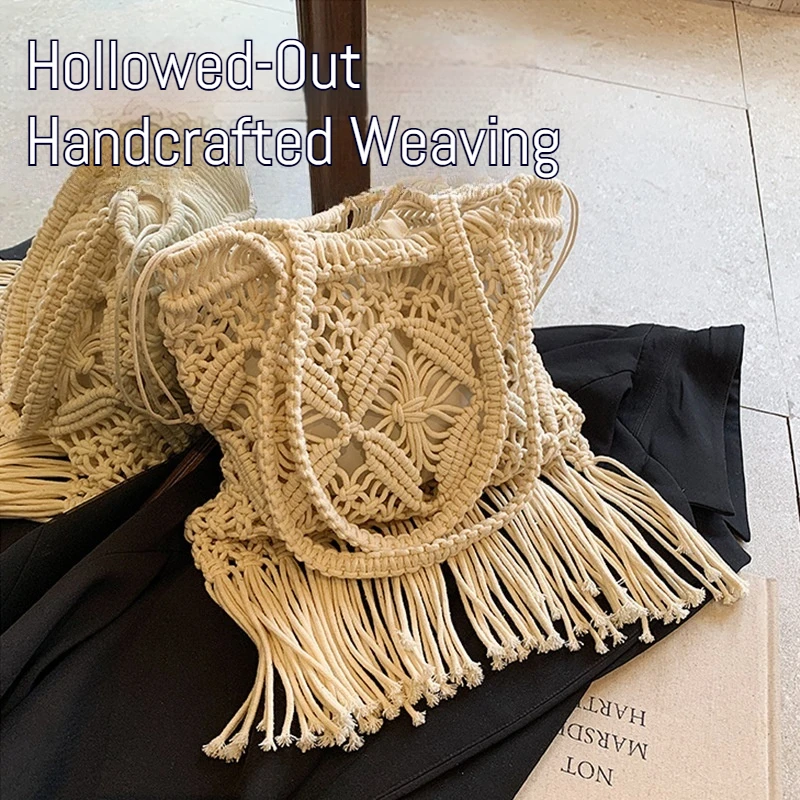 Neue Hundert und vielseitige einzelne Schulter-Unterarmtasche Strohtasche Skelett-Strandtasche handgemachte Baumwolllinie Freizeit-Webtasche