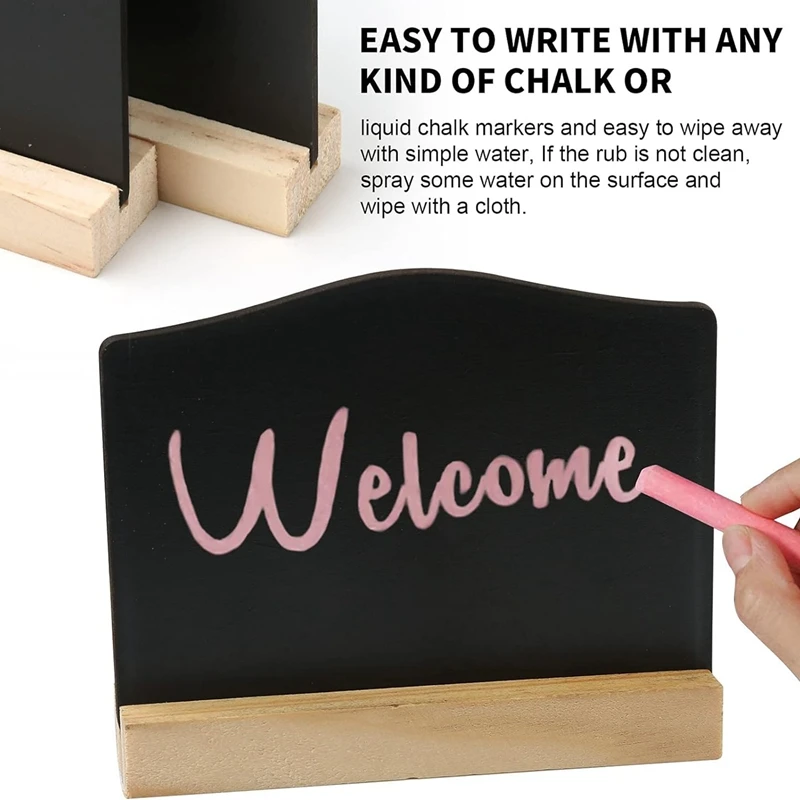 12PCS Mini Chalkboard Signs Kitchen Notes Chalk Boards Small Blackboard Message Tabletop Board With Stands 10X7.2Cm