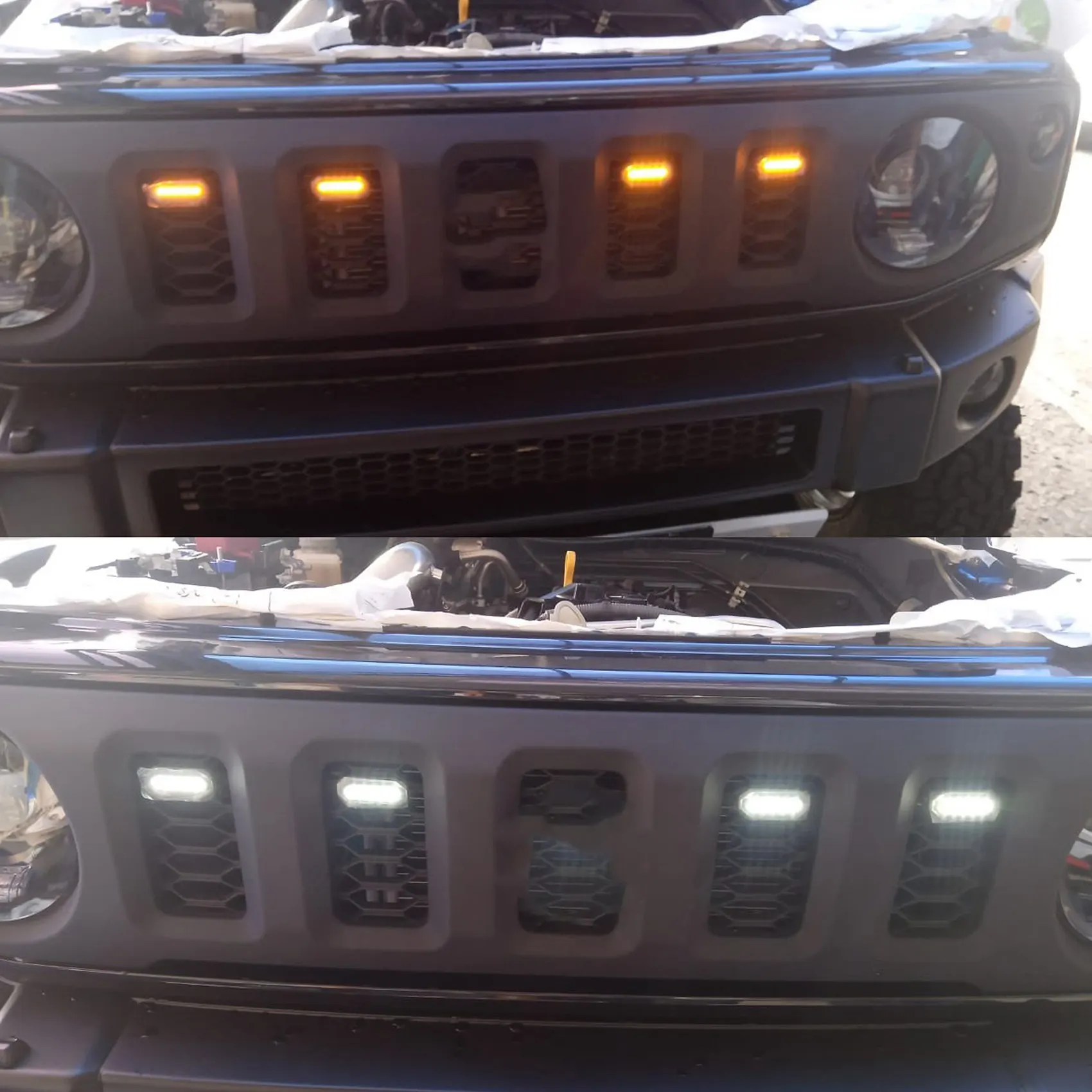 LED Front Grille Lights White Amber Light External Grille Lamps for Suzuki Jimny JB64 JB74 2019 2020 2021