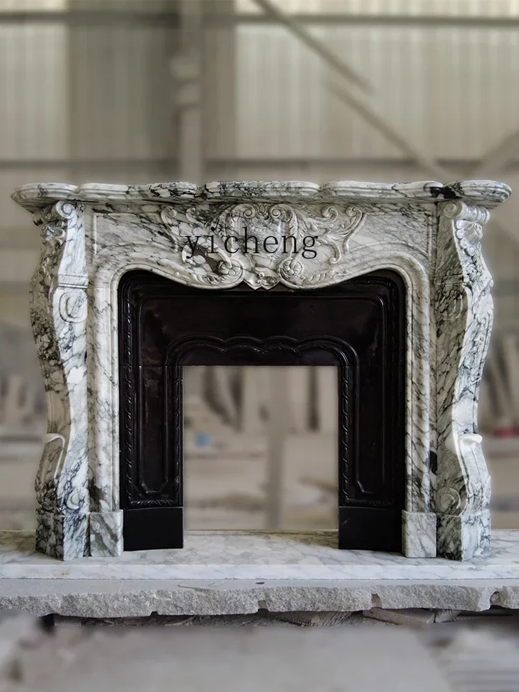 ZK Marble Arabescato Fireplace Carved Fireplace Decoration Villa Living Room Heating Light Luxury Ornaments