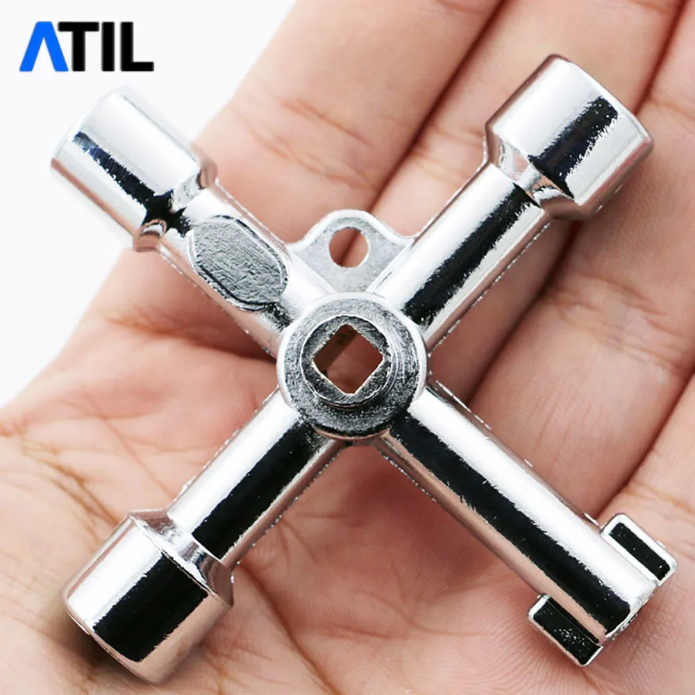 Multi 4 In 1 Universal Cross Key Triangle Key for Train Electrical Elevator Cabinet Valve Alloy Triangle Square torque wrench