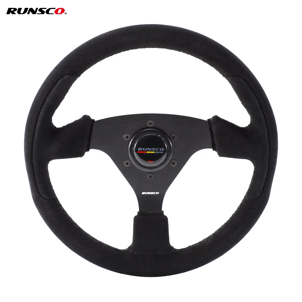 RUNSCO 330mm Suede Sim Racing Wheel Universal for Simulator Cockpit Car Modification