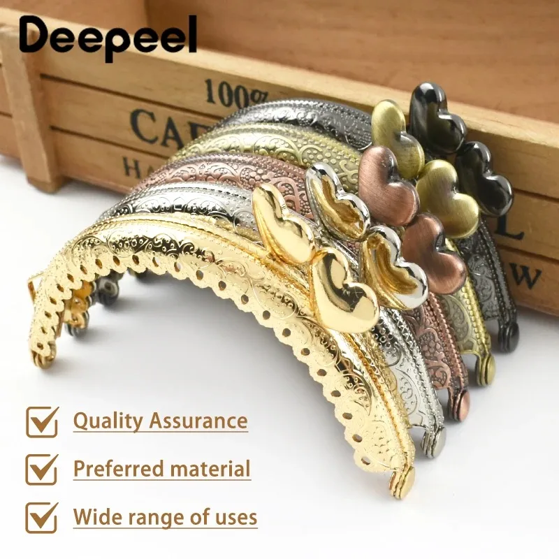 1/2/5/10Pcs 8.5cm Embossed Metal Bags Handle Purse Frame Kiss Clasp for Coin Wallet DIY Handmade Sewing Brackets Bag Accessories