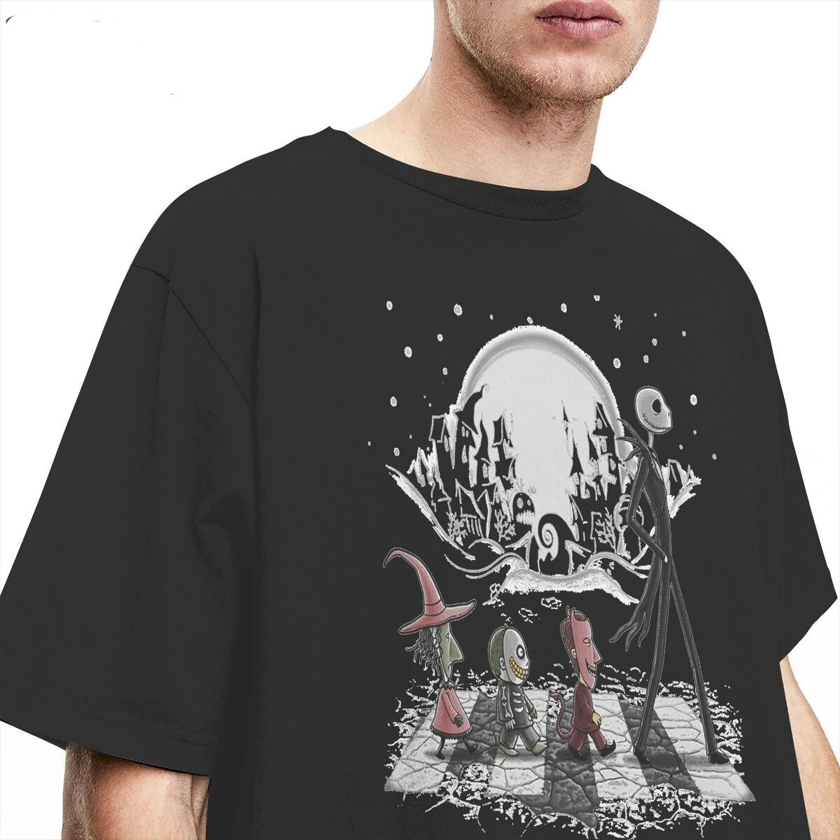 Men  Jack And Sally Nightmare Before Christmas T Shirt Cotton Clothes Vintage Short Sleeve Tee Shirt Original T-Shirt