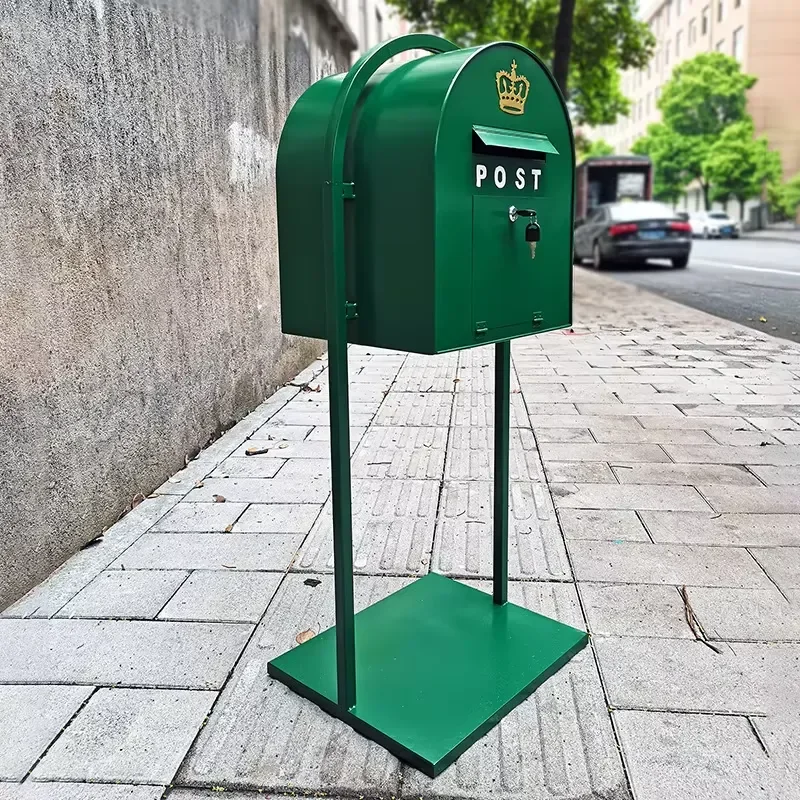 Retro European Wrought Iron Double Door Mailbox Handmade Creative Suggestion Box for Election Voting Floor Standing Home