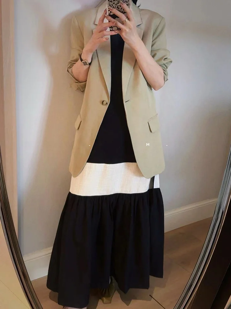 

Faionable Classic Single Button Linen Cotton Comfortable Everyday Suit Jaet PKHHK Commute Sle Long Sve ...