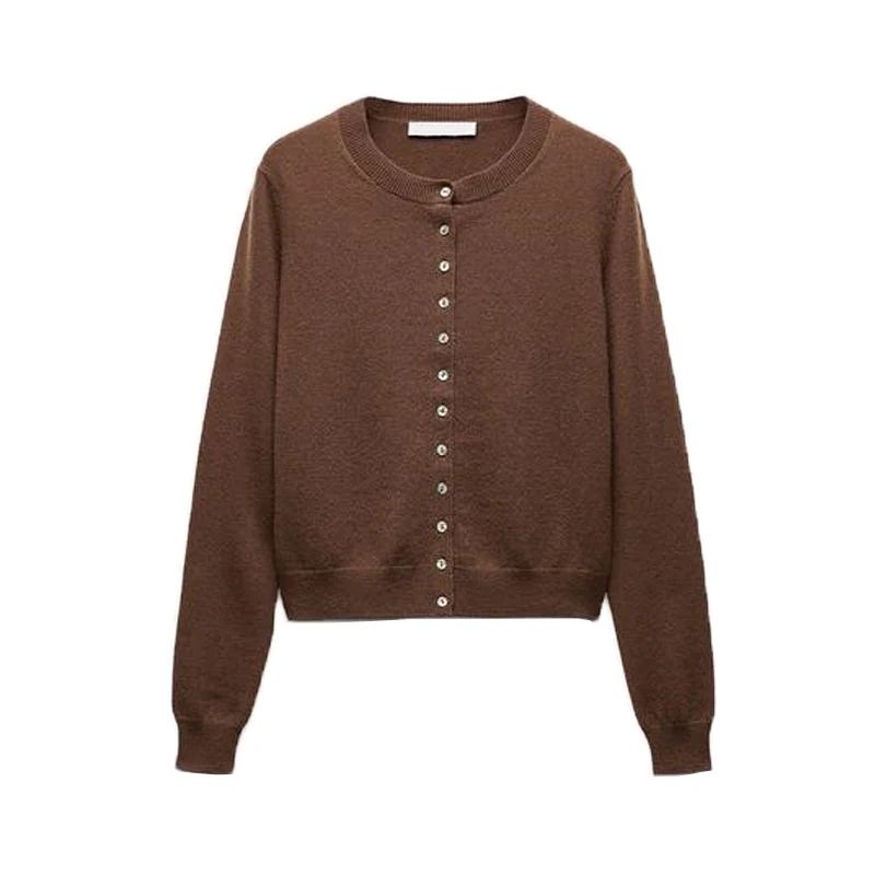 Wiosenna Nowość Damska Moda Prosty Luźny Wygodny Okrągły Dekolt Dzianinowy Długi Płaszcz z Dzianiny z Włókna Poliestrowego o Regularnej Długości