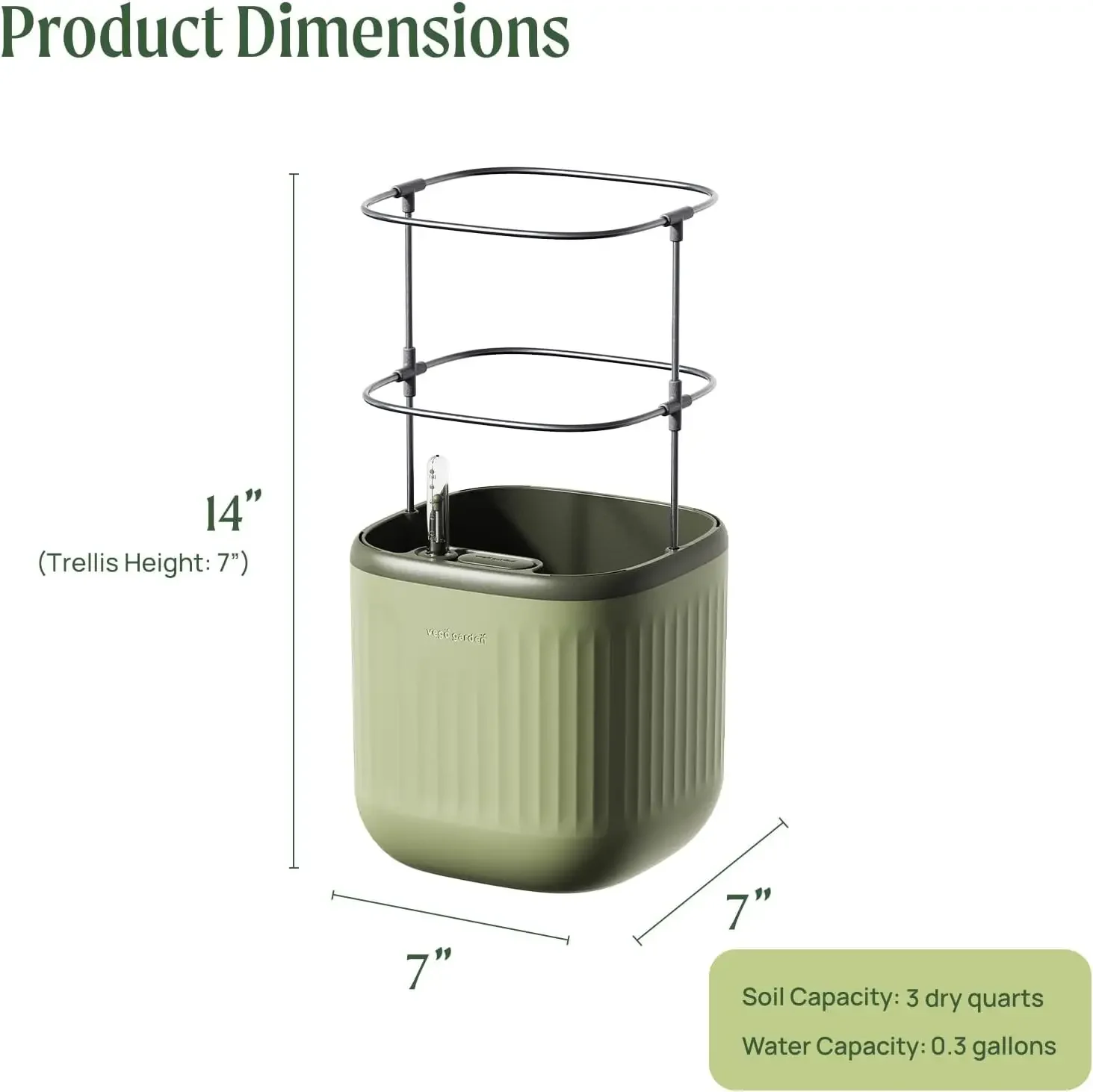 Boîte de jardinière à tomates et pots d'herbes d'intérieur, jardinière à dessus de seau, boîte à arrosage automatique en treillis, vert sauge