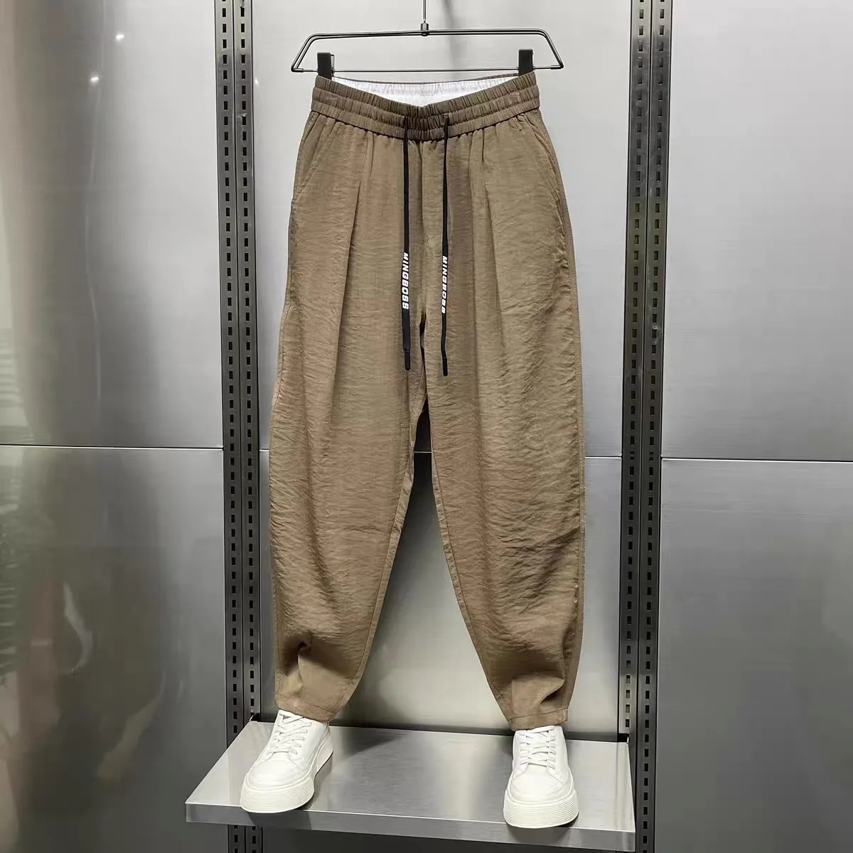 

Свободные мужские брюки из ледяного шелка, летняя спецодежда, Cool Sensation Qui Dry, длинные брюки, повседневные прямые брюки, молодежная мода