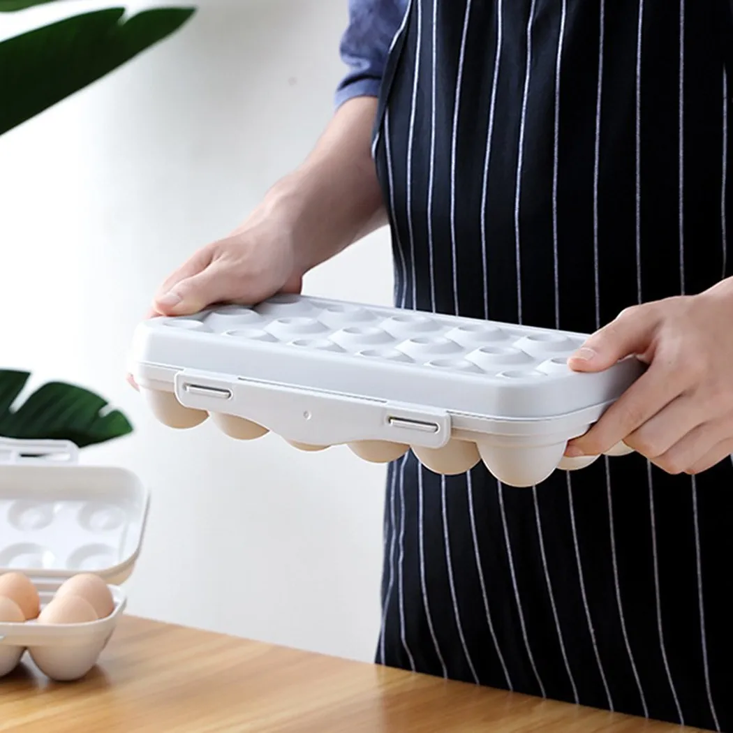 Refrigerator Egg Storage Box With Lid Plastic Crisper Egg Container Anti-scroll Bracket Home Kitchen Organization