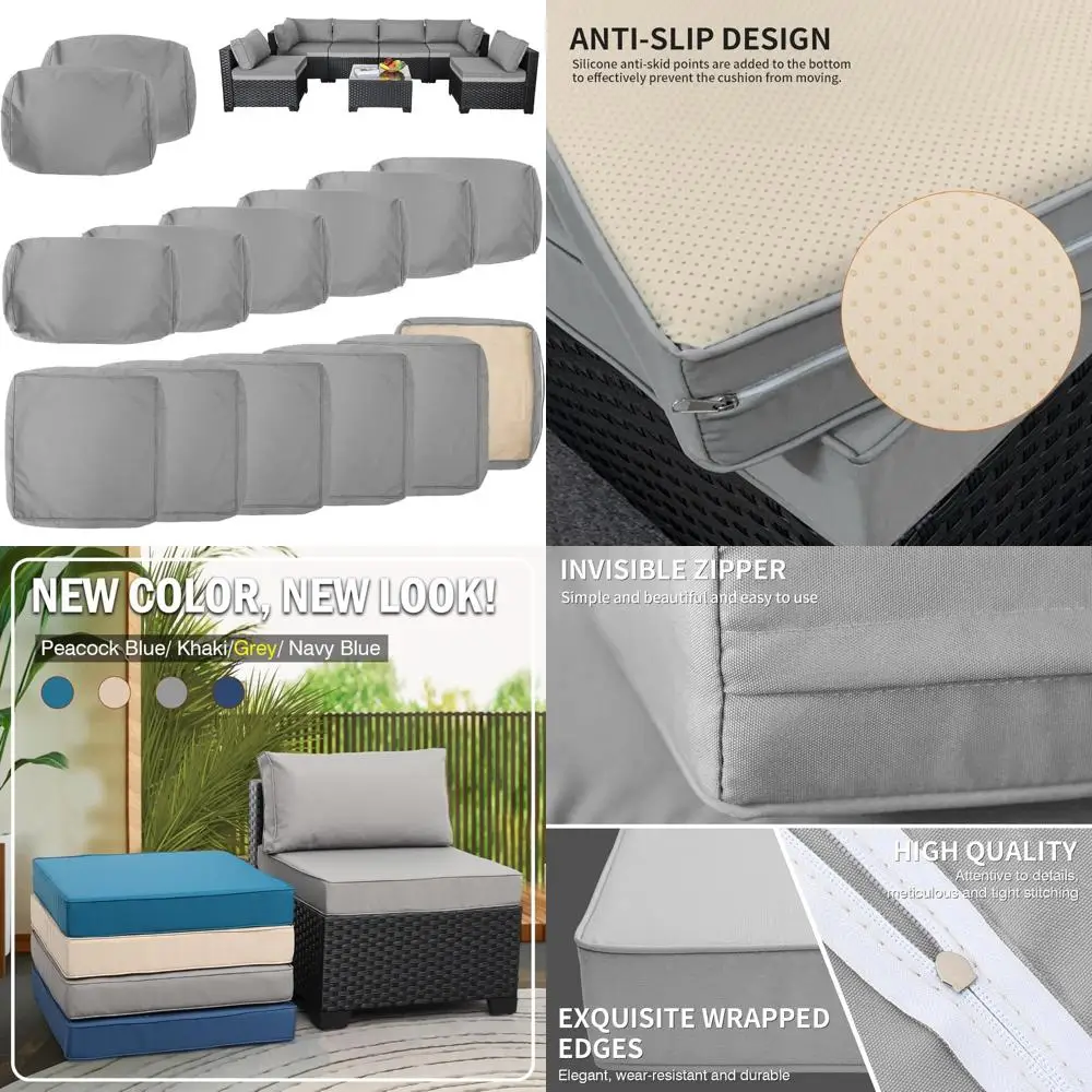 

Набор наружных чехлов из 7 предметов для 6-местной мебели для патио, сменные чехлы для дивана из ротанга