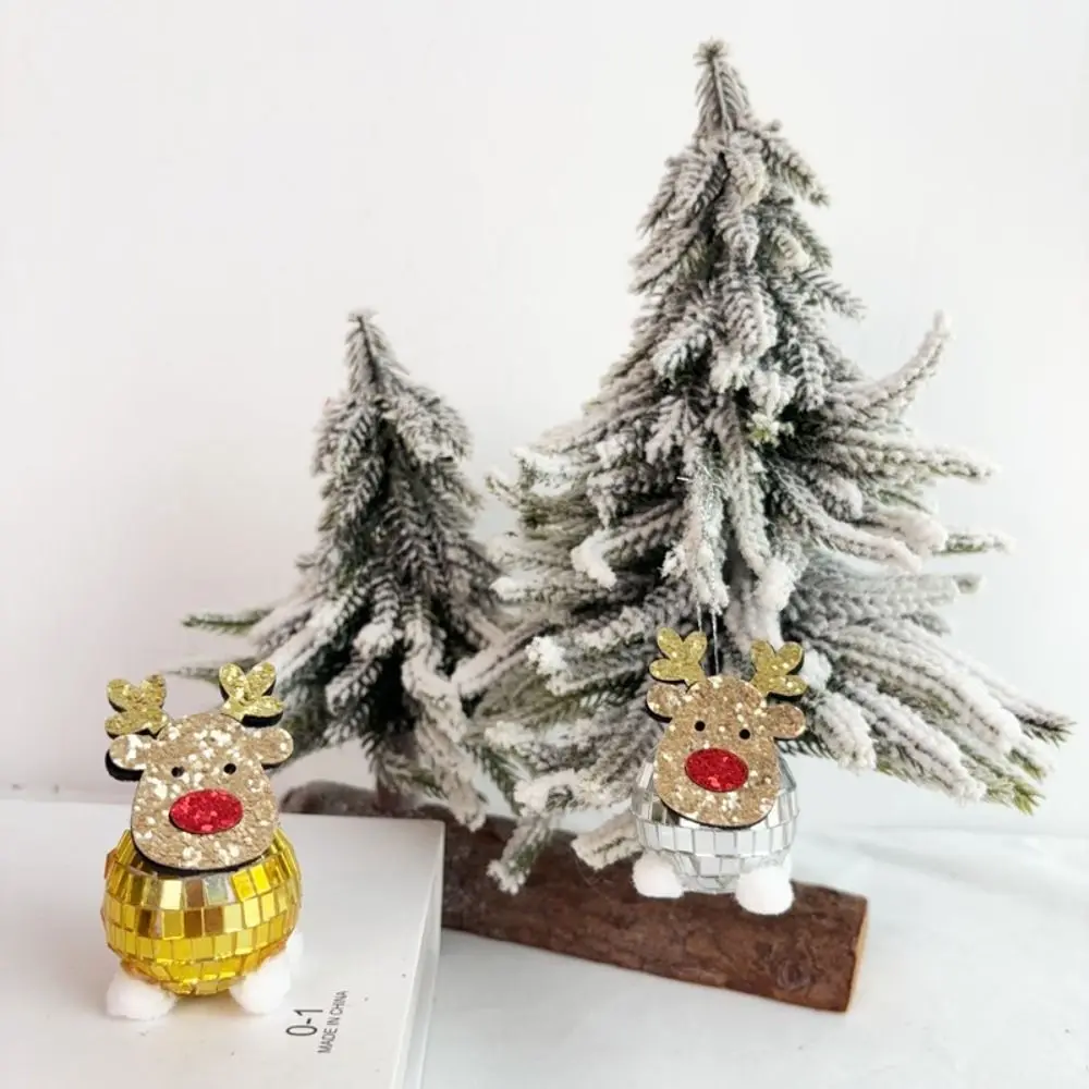 

4cm Christmas Mirror Deer Pendant Cute Reusable Elk Disco Mirror Ball Ornament Exquisite Shatterproof