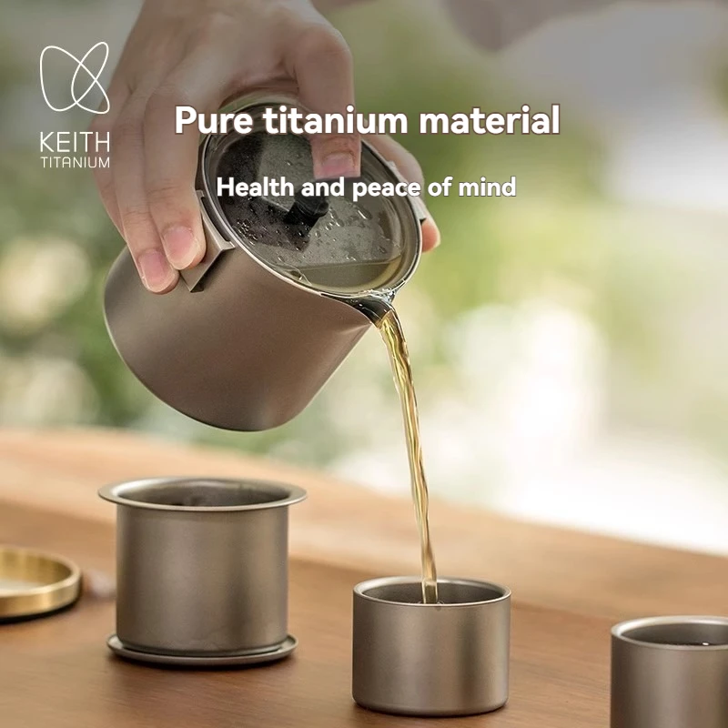 Pure titanium hand-catch tea filter cup double-layer tea cup home travel portable modern simple tea set