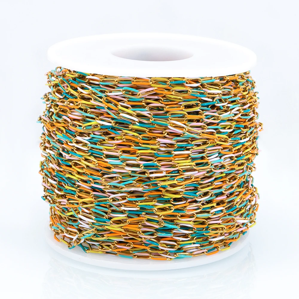 1meter Gold Plated Stainless Steel Enamel Chains For Jewelry Makings DIY Cable Chains For Jewelry Necklace Bracelets Accessories