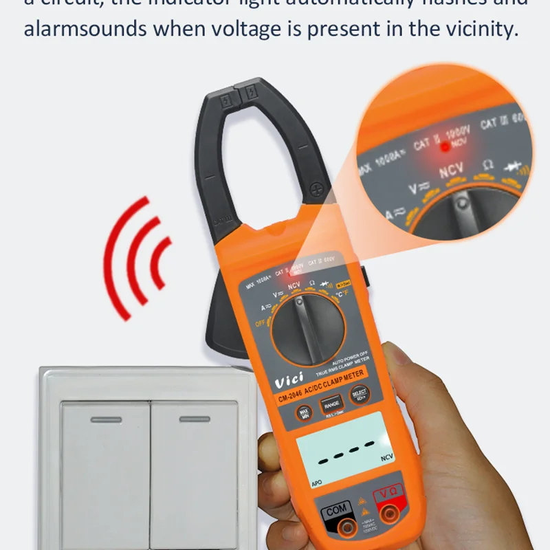 Imagem -05 - Vici-digital Clamp Meter 1000a True Rms Alicate Inteligente Amperímetro Multímetro Auto Rang dc Tensão Corrente ac hz Ohm Ncv Temp Tester