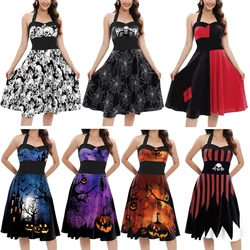 Color Cosplayer Skull Dress Halloween Witch Cosplay Costume Gothic Dress Party Horrible Gown Backless Carnival Women Outfit