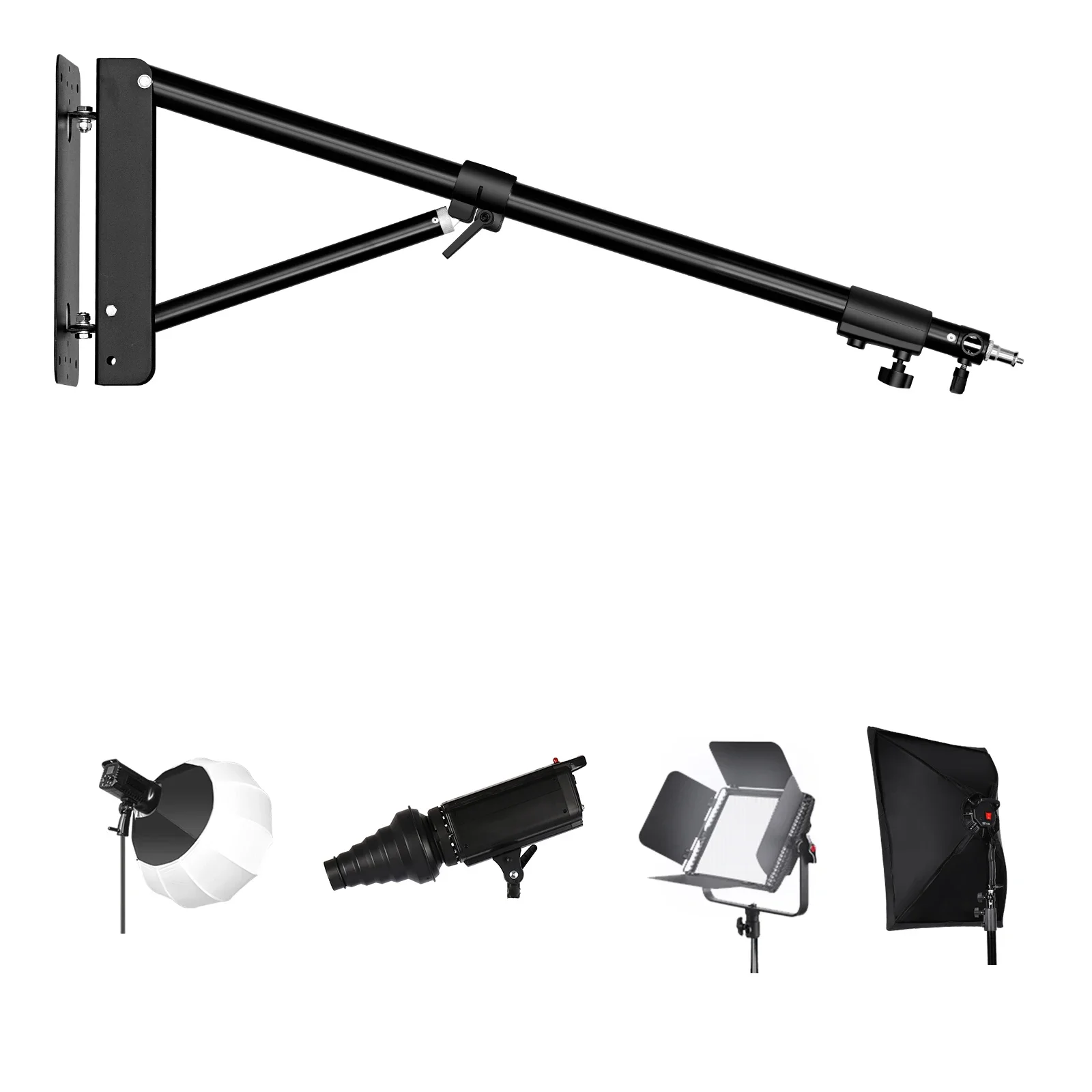 

SH Wall Mount Boom Arm For Photography Studio Video Strobe Lights, Max Length 137cm or 170cm, Horizontal and Vertical Rotatable