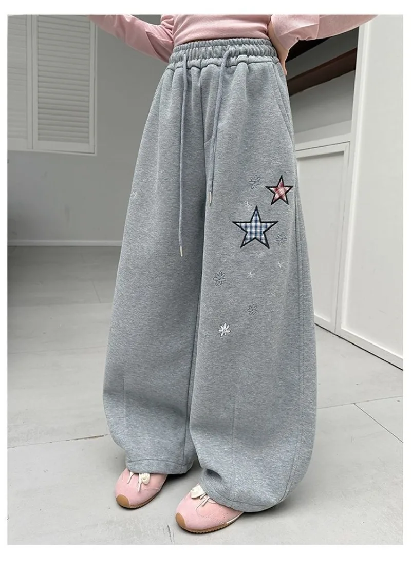 Kinder Mädchen Herbst Jogginghose UNITIM Teenager Mädchen Sternenmuster Lässige Sporthose Locker Sitzend mit Elastischem Bund 4-14 Jahre Junior Mädchen Hosen – Detail 15