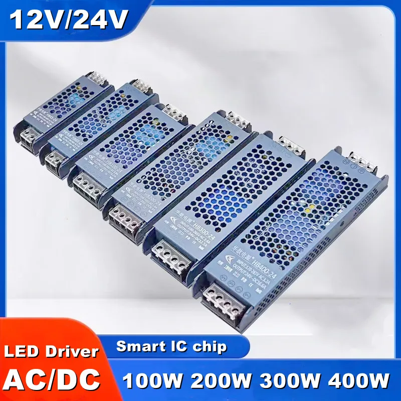 12V 24V LED Power Supply 45W 60W 100W 150W 200W 300W 400W AC/DC Transformer LED Driver Converter for LED Strip Lighting