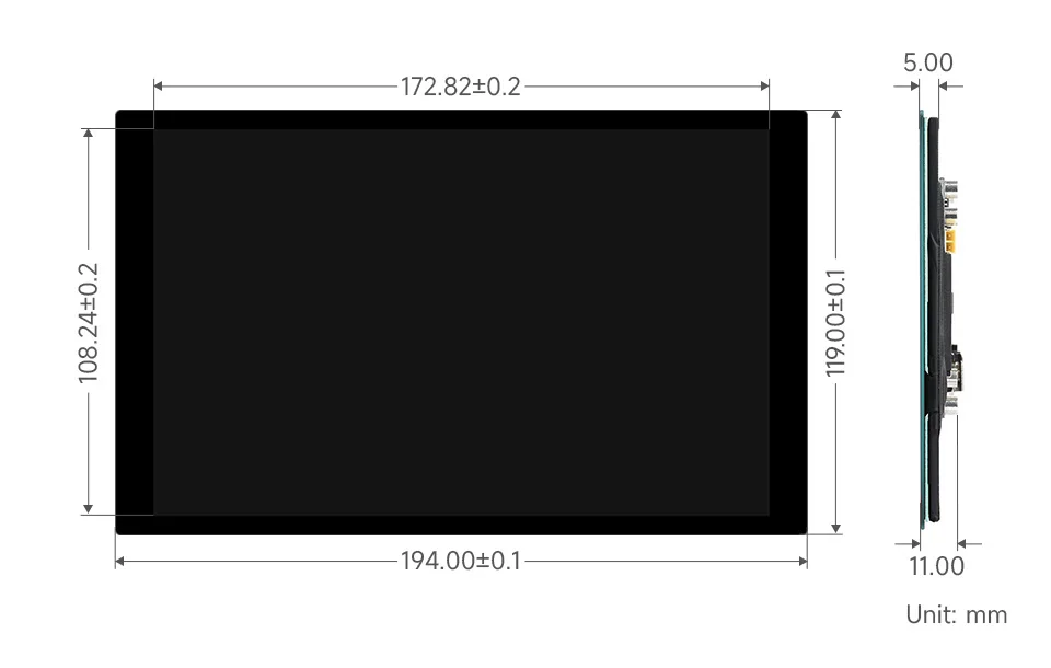 WaveShare 8 inch Capacitive Touch Display Optical Bonding Toughened Glass Panel 1280×800 IPS HDMI-Interface 8