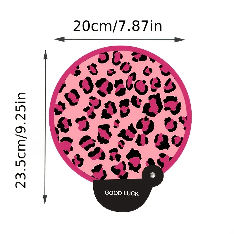 1Pc Leopard Foldable Fan W/ Matching Case, Portable Hand Fan for Birthday Party, Princess Gift, Pink & Brown 2 Colors