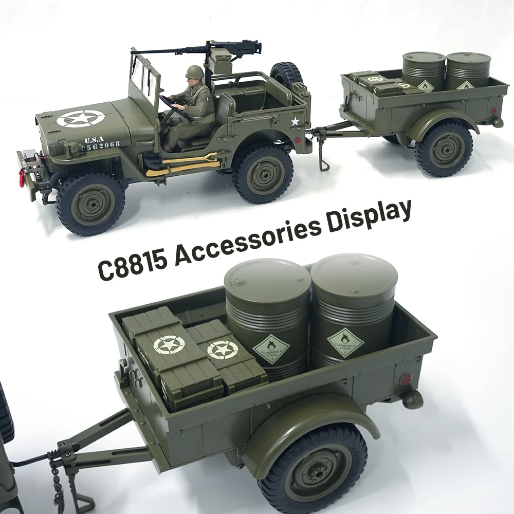 JJRC C8815 Upgrade Parts Painting soldiers/Trailer/ Machine gun/oil drum/ammunition box/winch/Canvas for C8815 RC Car