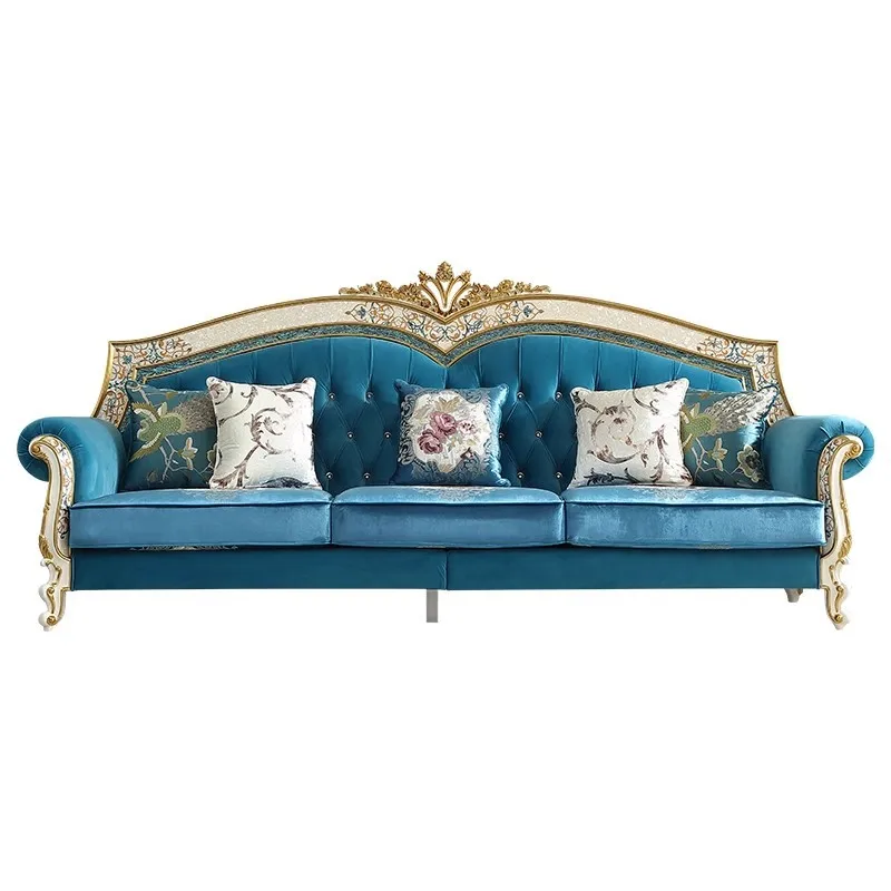 

French villa palace three-person carved shell inlaid combination sofa