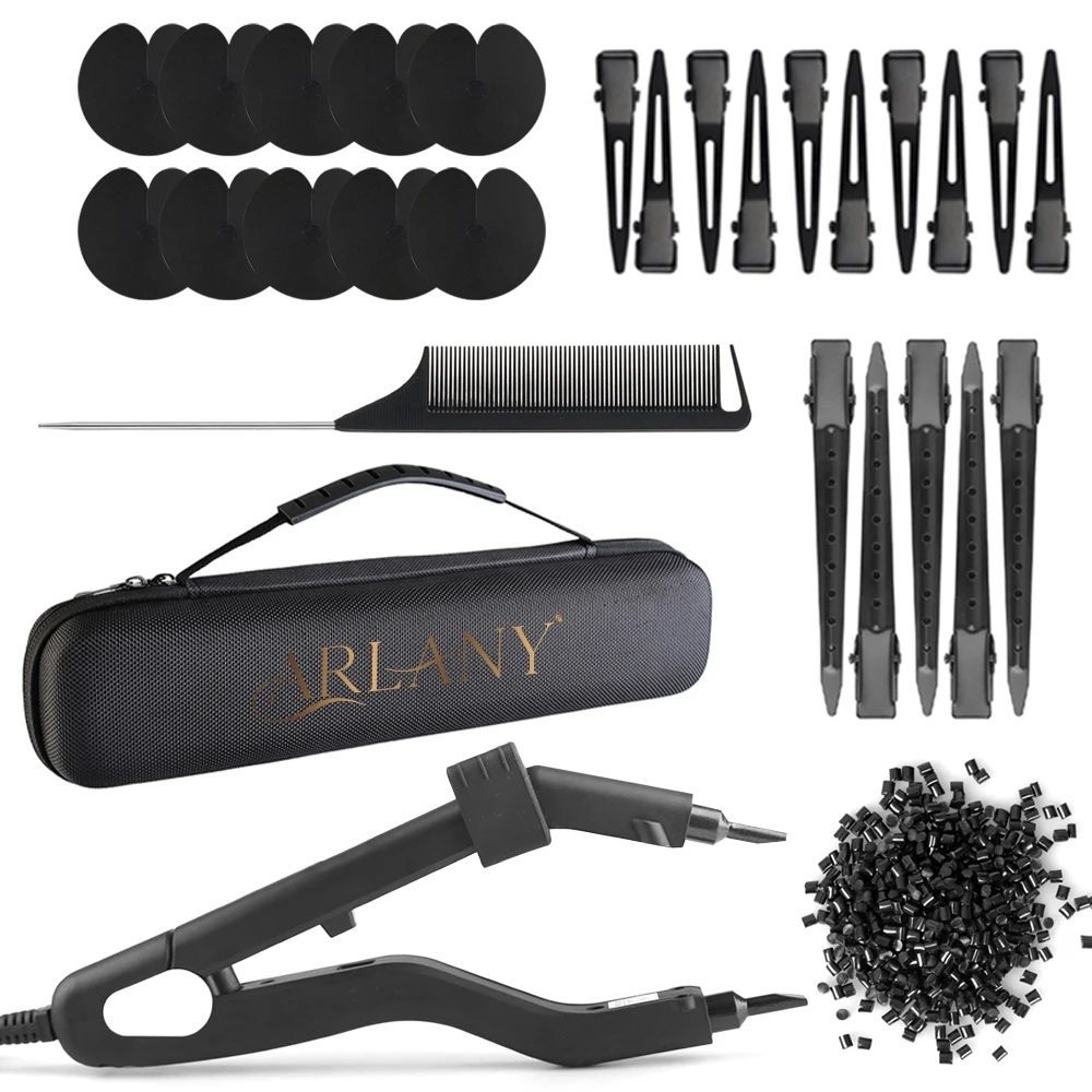 ARLANY Keratin Fusion Hair Extension Kit K Tip Hair Tools Heat Shield Guards 40g Hair Extension Beads Melting Fusion Heat Iron