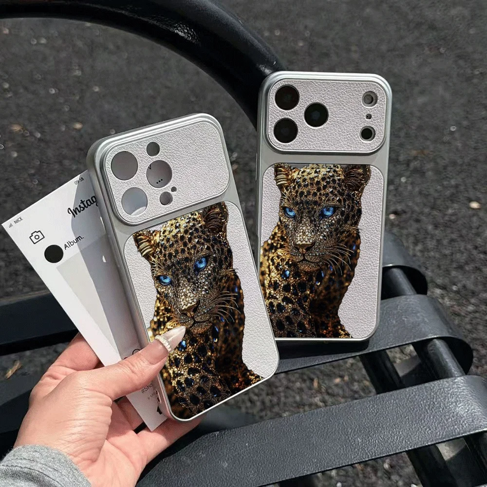 Chic Statement Leopard Head Phone Case For iPhone 17 16 15 14 13 12 Pro Max 16 15 Plus 17E Air Leather Shockproof Soft Cover - view 4