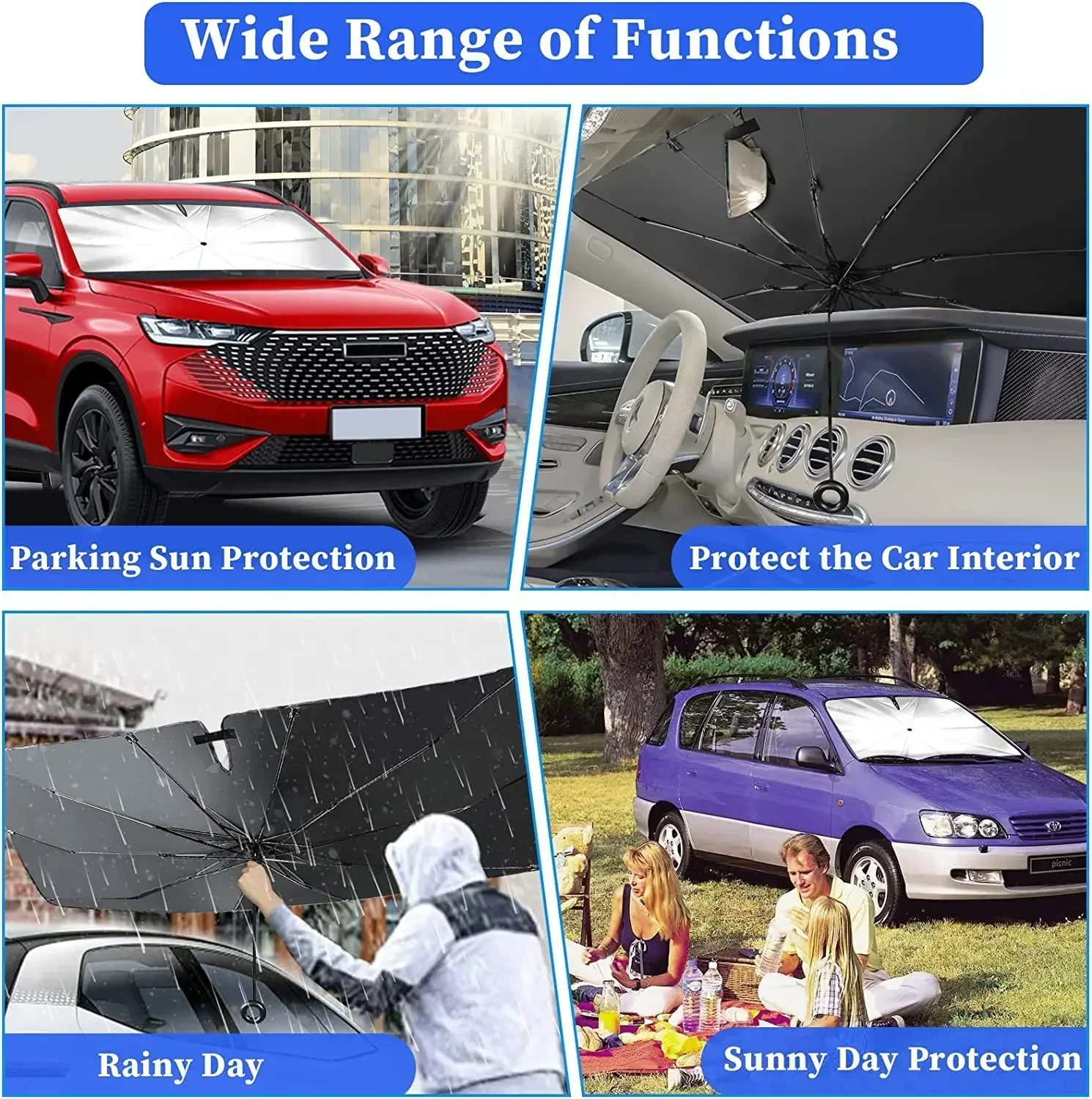 For Toyota Yaris Vios Prado Verso Tacoma Crown Corolla Cross RAV4 AE140 Vitz 5dr Hatchback Car Windshield Sunshade Umbrella view 6