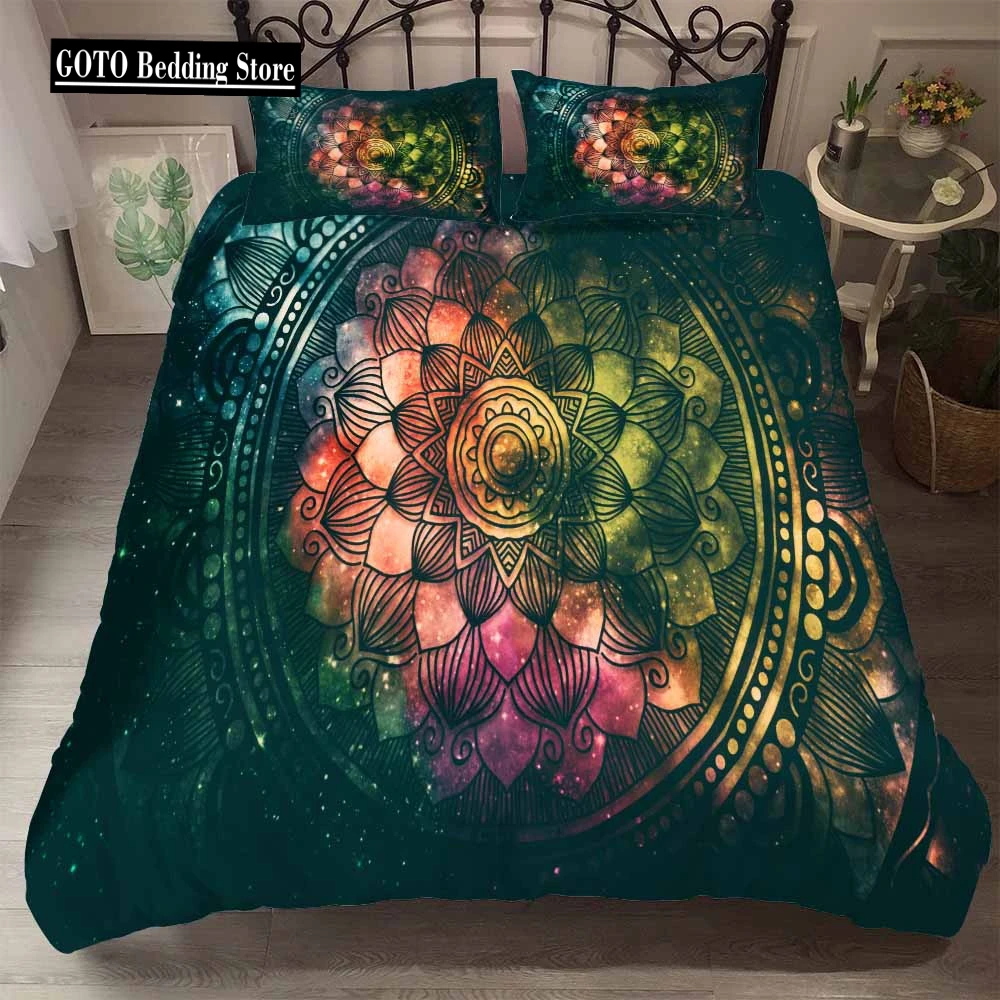 

Hot Bedding Set Mandala Bedclothes Duvet Cover +pillow Cases Bohemia Bedsets Comforter Covers Queen Size Home Textile 2/3pcs