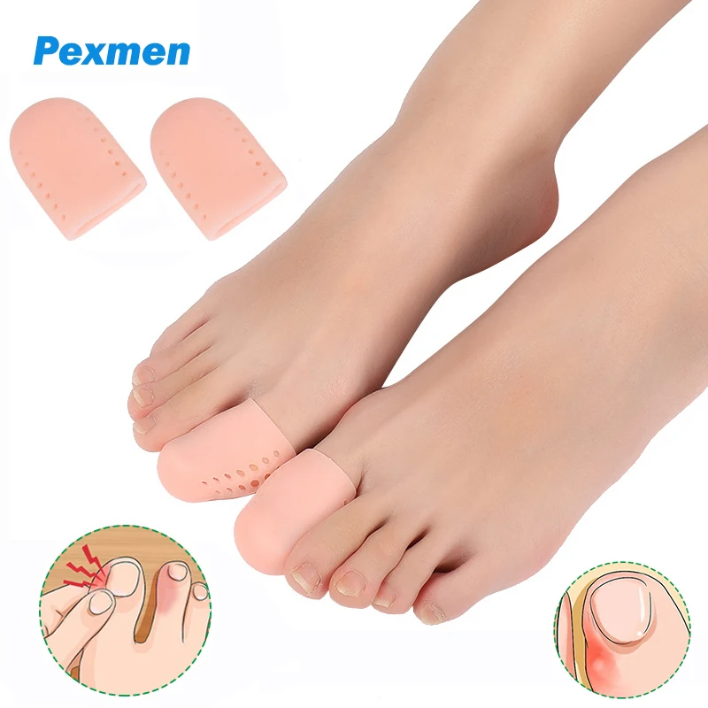 Pexmen 2Pcs Big Toe Caps Gel Toe Covers Provide Relief from Missing Ingrown Toenails Corns Calluses and Blisters Toes Protectors