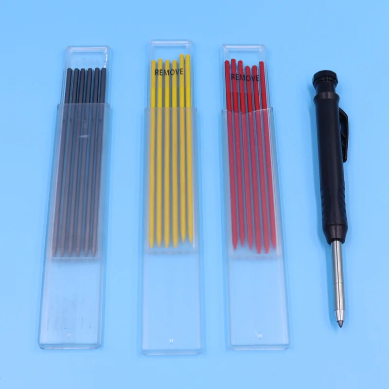 Imagem -02 - Carpenter Pencils Black Red Yellow Leads Construction For Cement Wood Metal 2.8 Mechanical Automatic Pencil Retractable Refill