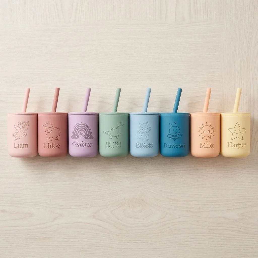2026 New Custom Silicone Kids Straw Cup, Food Grade, Personalized Engraved Toddler Mug for Baby Present,Christmas Gift. - view 3
