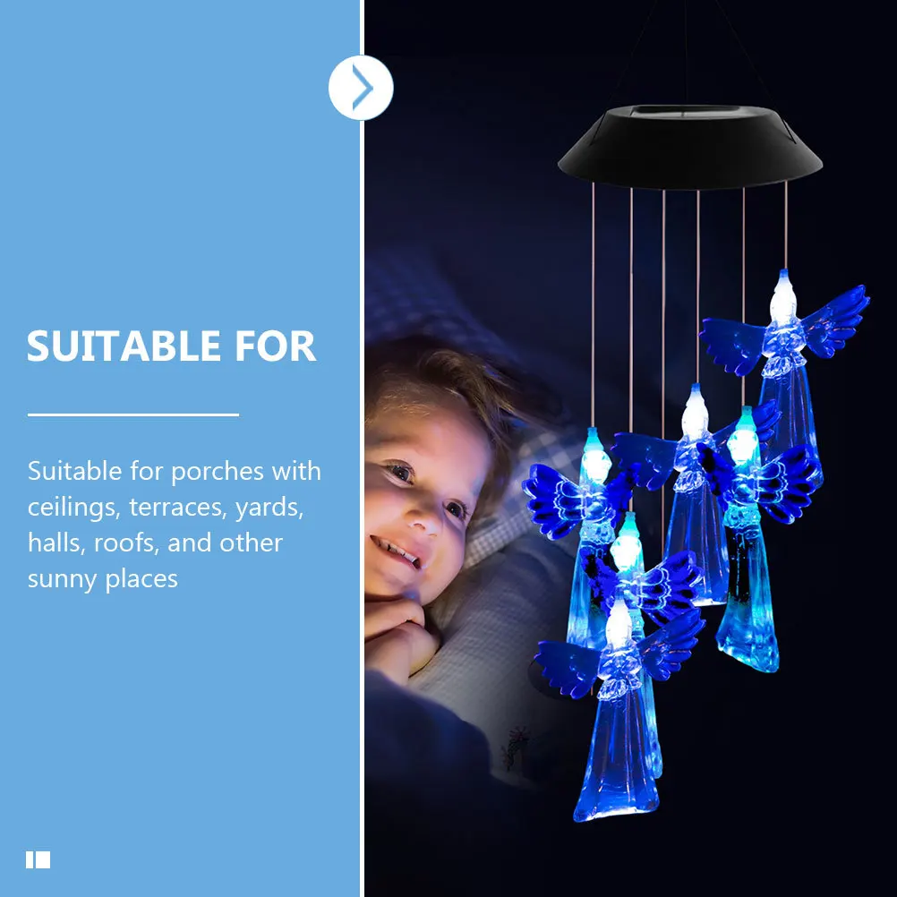 

Solar Wind Chime Light Angel Design Hanging Ornament Garden Outdoor Decorative Windbell Hanging Windbell Lamp Wind Bell