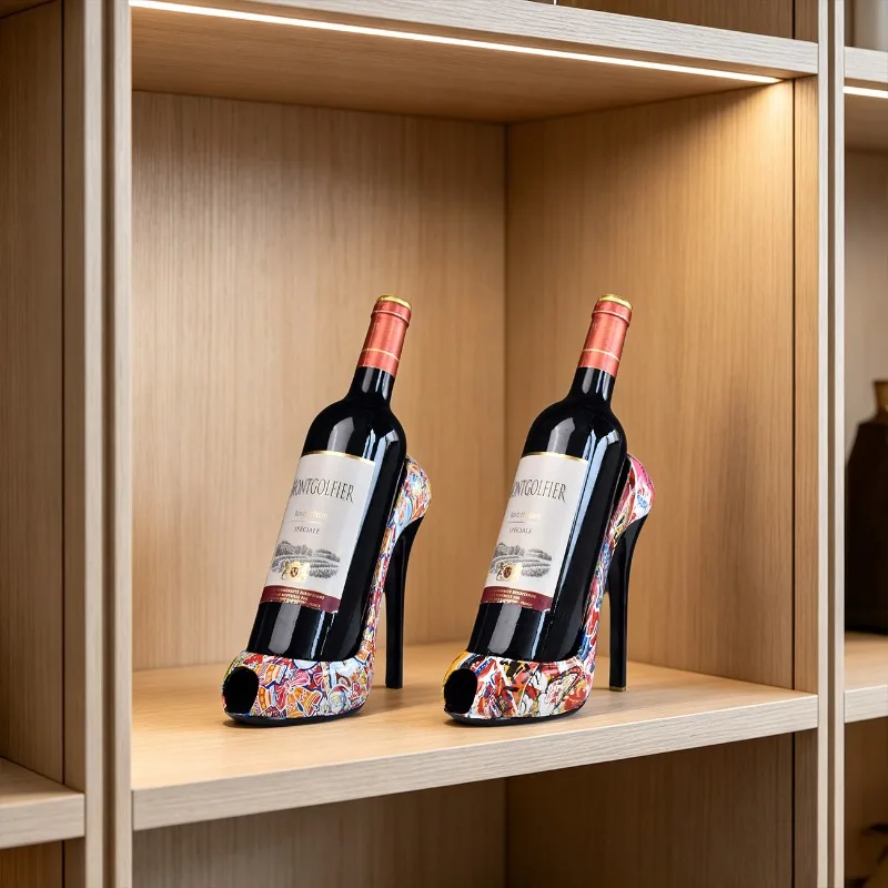 Creative Leopard Print High Heels Red Wine Rack Ornaments Living Room Wine Cabinet Hotel Red Wine Rack Furnishings Birthday Gift