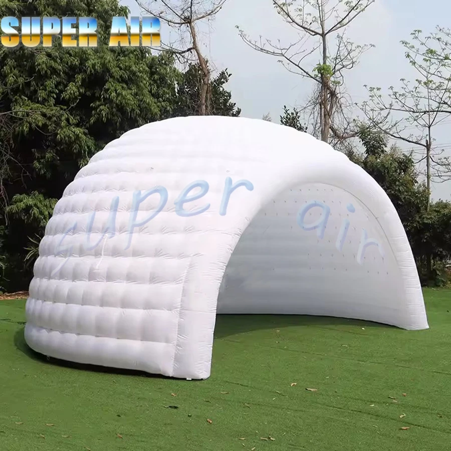Weißes tragbares aufblasbares Iglu-Zelt mit 6 m Durchmesser und Licht zur Miete
