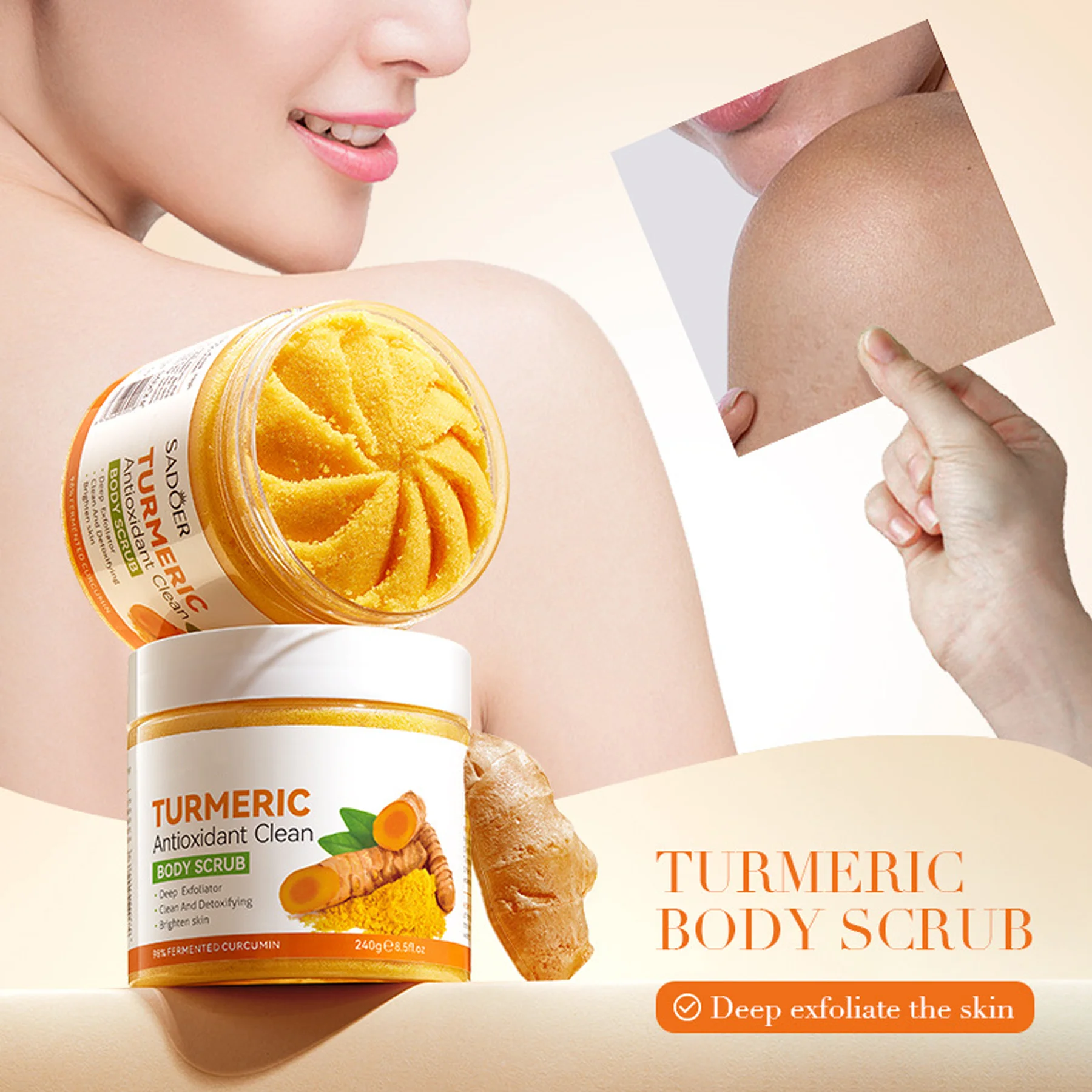 Kurkuma Antioxidant Reinigingsscrub Reinigend lichaam Universele scrub