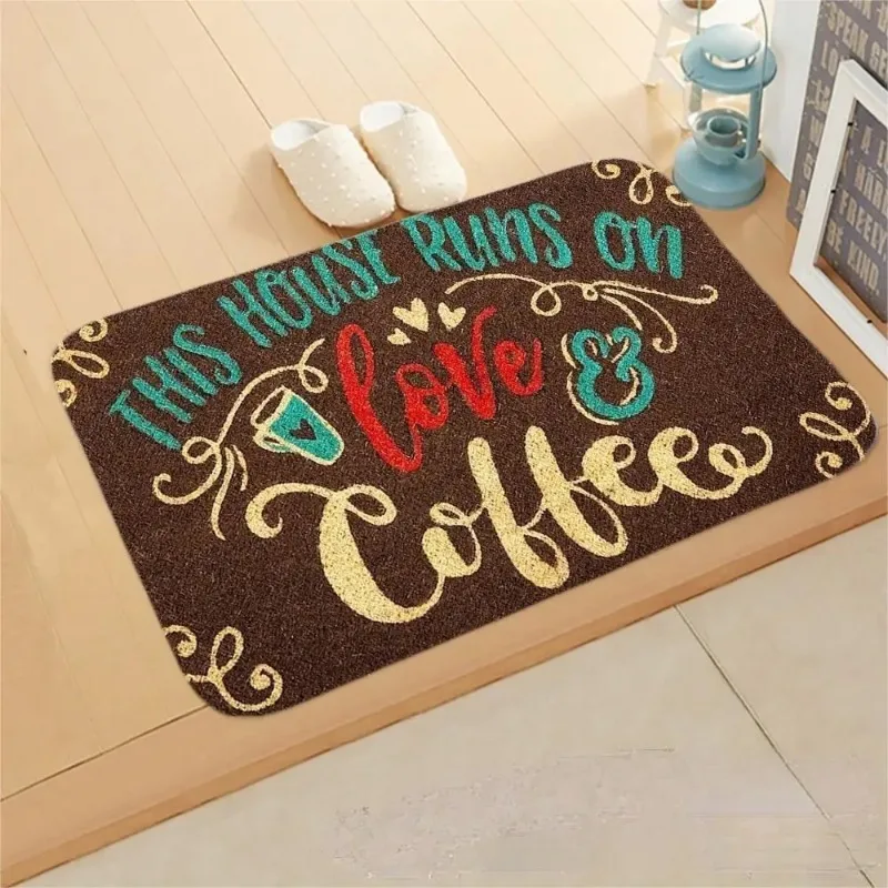 Our Happy Place Print Doormat Indoor Welcome Entrance Floor Decorative Carpet Non-slip Easy Clean Area Rug Wrinkle-Resistant Mat